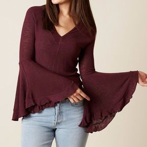 Soo Dramatic bell sleeved Free People top